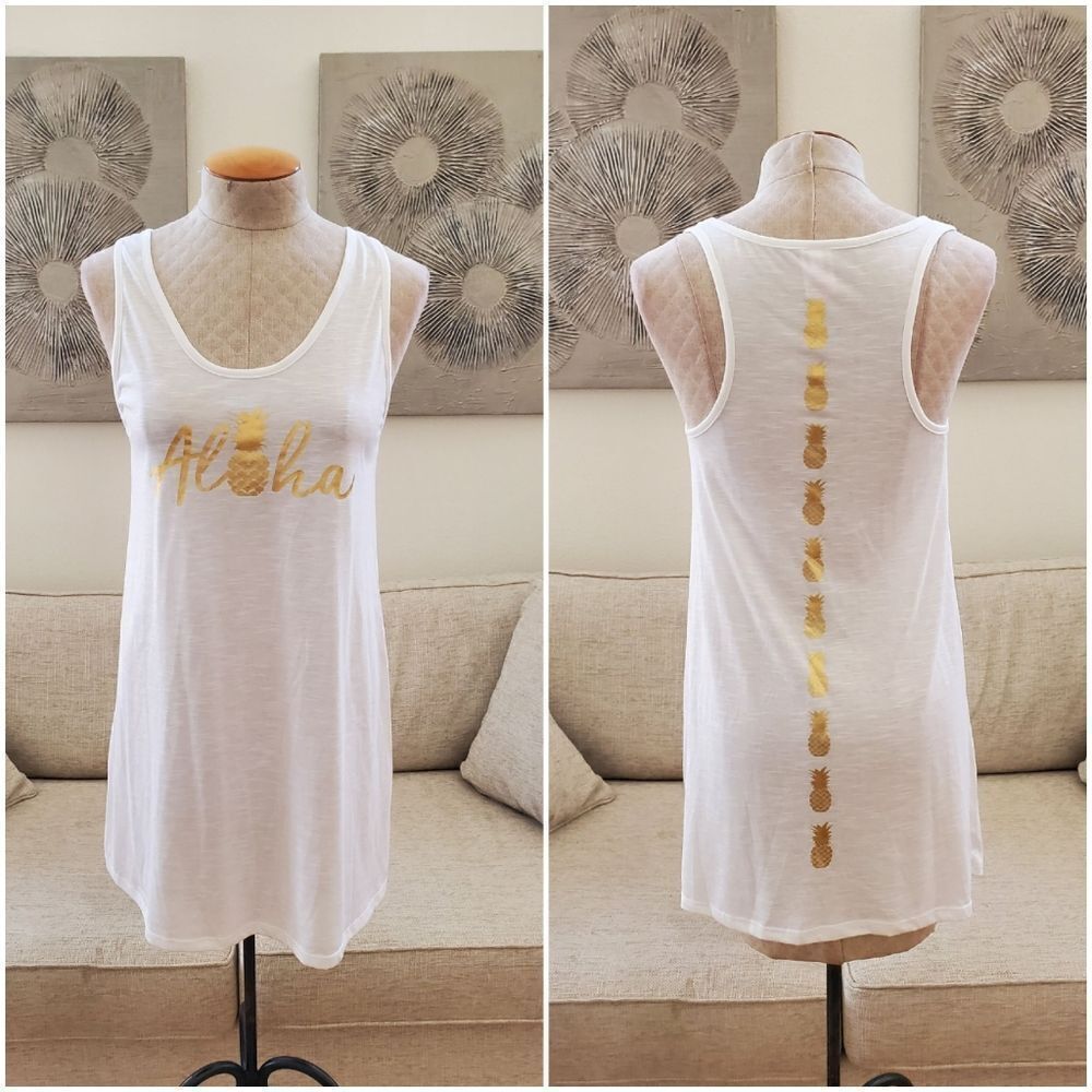 Xhilaration Aloha Pineapple Tank Cover-Up Sz Sm